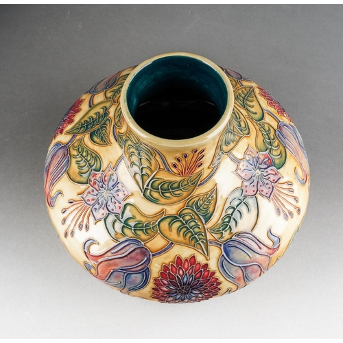 165 - A Moorcroft Tahiti vase designed by Nicola Slaney, squat form, date cypher for 2000, initialled WM a... 