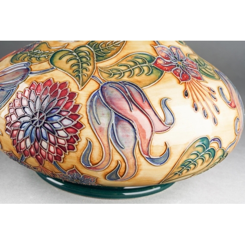 165 - A Moorcroft Tahiti vase designed by Nicola Slaney, squat form, date cypher for 2000, initialled WM a... 