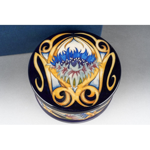 169 - A Moorcroft Cornflower Cavalcade limited edition 74/150 bowl and cover, designed by Vicky Lovatt, 20... 