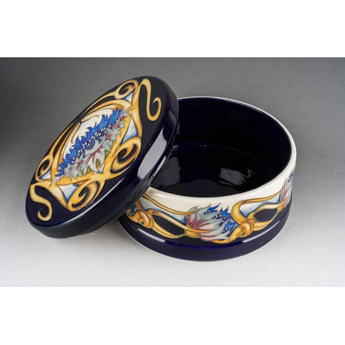 169 - A Moorcroft Cornflower Cavalcade limited edition 74/150 bowl and cover, designed by Vicky Lovatt, 20... 
