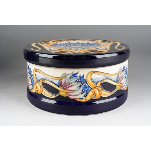 169 - A Moorcroft Cornflower Cavalcade limited edition 74/150 bowl and cover, designed by Vicky Lovatt, 20... 