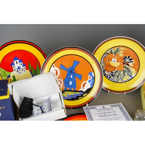 176 - Six Wedgwood Bradford Exchange The Bizarre World of Clarice Cliff collectors plates, three boxed and... 