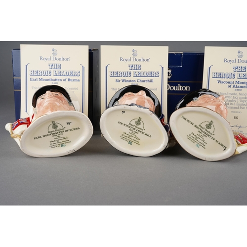 177 - Three boxed Royal Doulton The Heroic Leaders character jugs, comprising 2Sir Winston Churchill 1874-... 