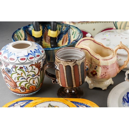 186 - A Continental Studio Pottery charger decorated with fish together with assorted earthenware and chin... 