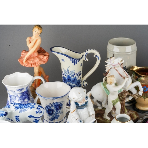 187 - Collection of Continental porcelain including Meissen style box and cover painted with flowers, five... 