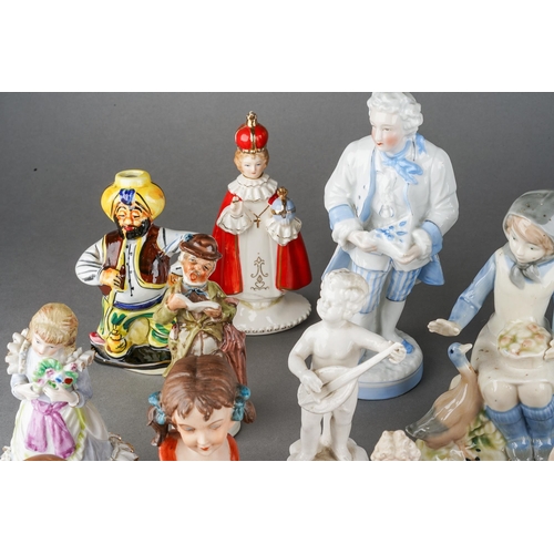 189 - A collection of twenty Continental and English porcelain figures including Lladro Ingenue, Serenade ... 
