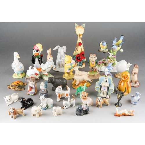 190 - Assorted small / miniature animal, bird theme ceramics to include Wade and Wade Whimsie type animals... 