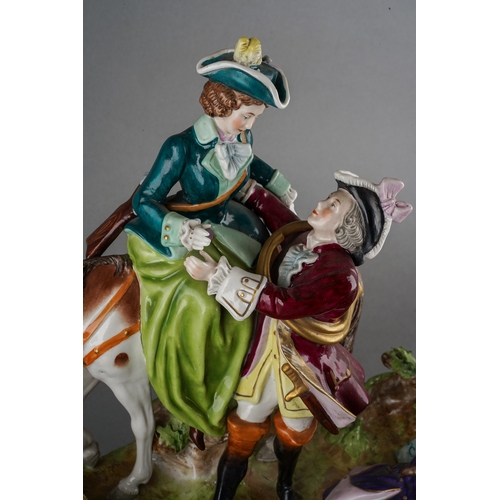 194 - A late 20th century Continental porcelain figure group in 18th century style, modelled as a hunting ... 