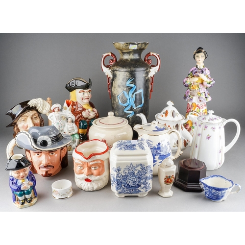 195 - A Staffordshire spill vase modelled with boy and girl with goat together with Royal Doulton Athos la... 