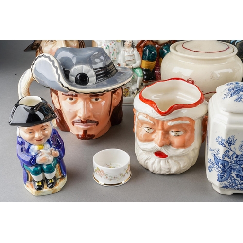 195 - A Staffordshire spill vase modelled with boy and girl with goat together with Royal Doulton Athos la... 