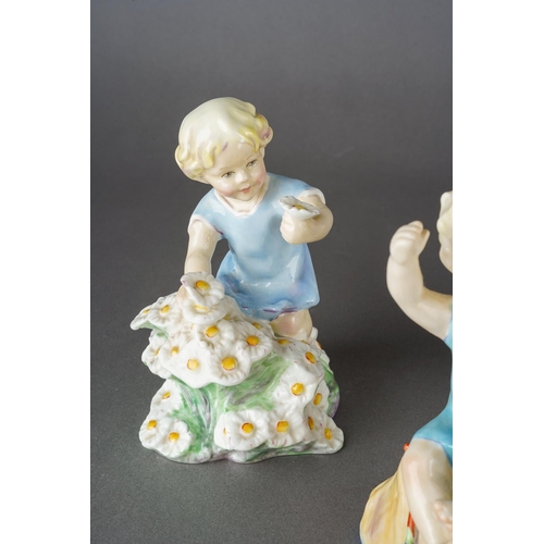 197 - Three Royal Worcester figures, comprising Babes in the Wood, model no.3302, a Freda Doughty 