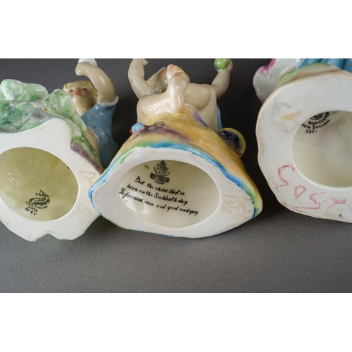 197 - Three Royal Worcester figures, comprising Babes in the Wood, model no.3302, a Freda Doughty 
