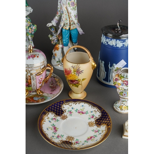 198 - A box of assorted 19th and 20th century British and Continental ceramics, including a Royal Doulton ... 