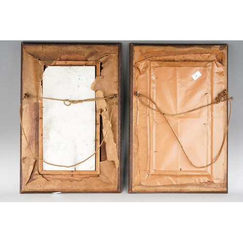 204 - A pair of late 19th century framed tiles of maidens, each frame measuring approximately 30cm by 46cm... 