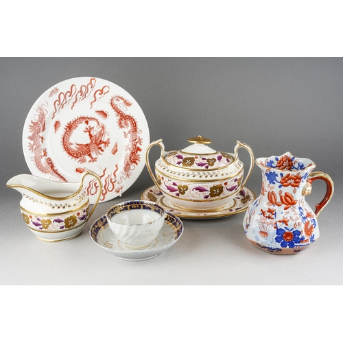 208 - Assorted 19th Century ceramics to include: an early 19th Century sauce tureen, cover and stand and a... 