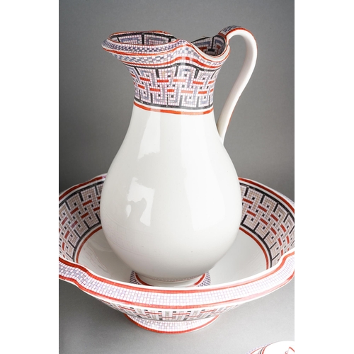 219 - A Copeland & Garrett/Copeland Toilet ware service, pattern number 6989, circa 1843 comprising large ... 