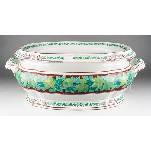 220 - Copeland foot bath decorated with 
pattern number D.331, c. 1855. Flaking 
enamels.  
See note of id... 