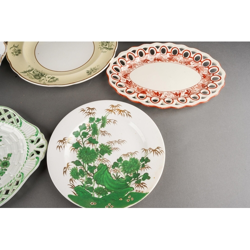 223 - A collection of 19th Century plates to include: 
Early Spode hot water plate printed with Willow pat... 