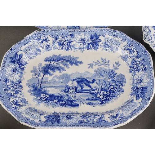 224 - A collection of four blue and white and two green and white 19th Century blue and white Aesop Fables... 