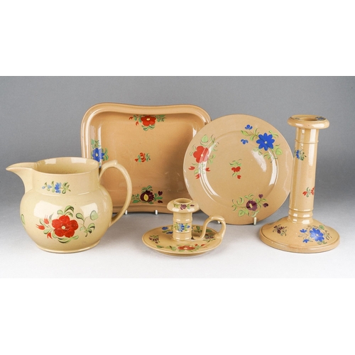 227 - A collection of early 19th Century Spode Drabware each hand painted with flowers and leaves includin... 