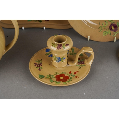 227 - A collection of early 19th Century Spode Drabware each hand painted with flowers and leaves includin... 