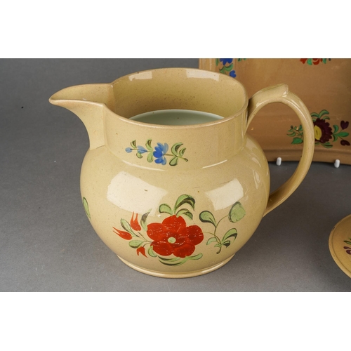 227 - A collection of early 19th Century Spode Drabware each hand painted with flowers and leaves includin... 