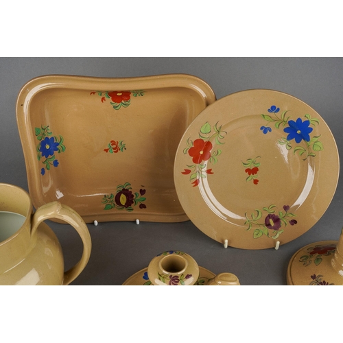 227 - A collection of early 19th Century Spode Drabware each hand painted with flowers and leaves includin... 