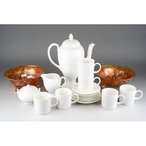 235 - A Modern unmarked Blanc-de-Chine china coffee set to include urn shaped coffee pot, six coffee cans,... 
