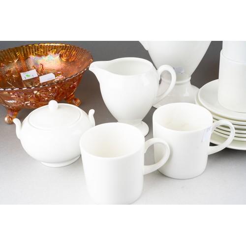 235 - A Modern unmarked Blanc-de-Chine china coffee set to include urn shaped coffee pot, six coffee cans,... 