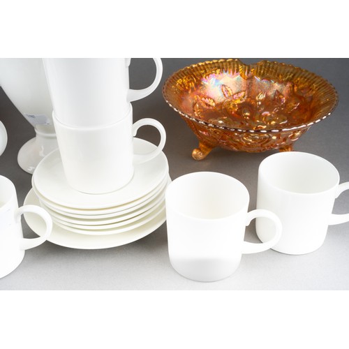 235 - A Modern unmarked Blanc-de-Chine china coffee set to include urn shaped coffee pot, six coffee cans,... 
