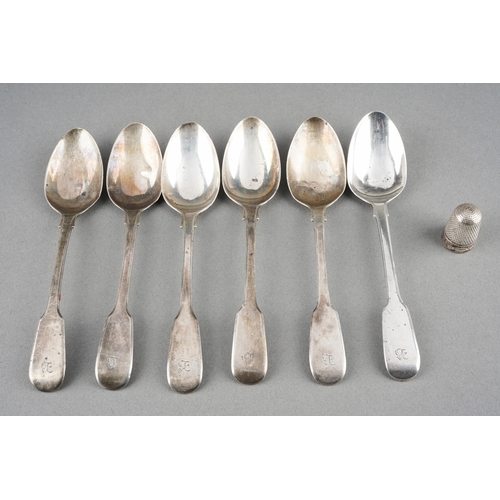 A set of six George IV silver fiddle pattern teaspoons by Williams ...