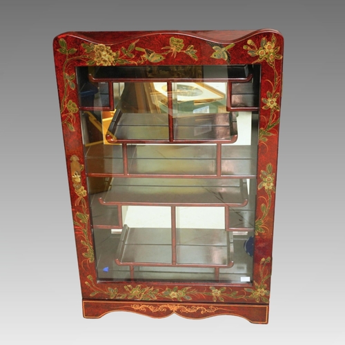 A late 20th Century Chinese red mottled lacquer wall hanging display ...