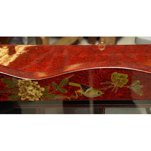 A late 20th Century Chinese red mottled lacquer wall hanging display ...