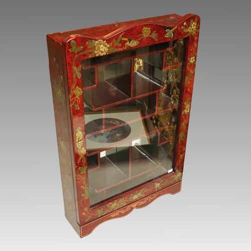 A late 20th Century Chinese red mottled lacquer wall hanging display ...