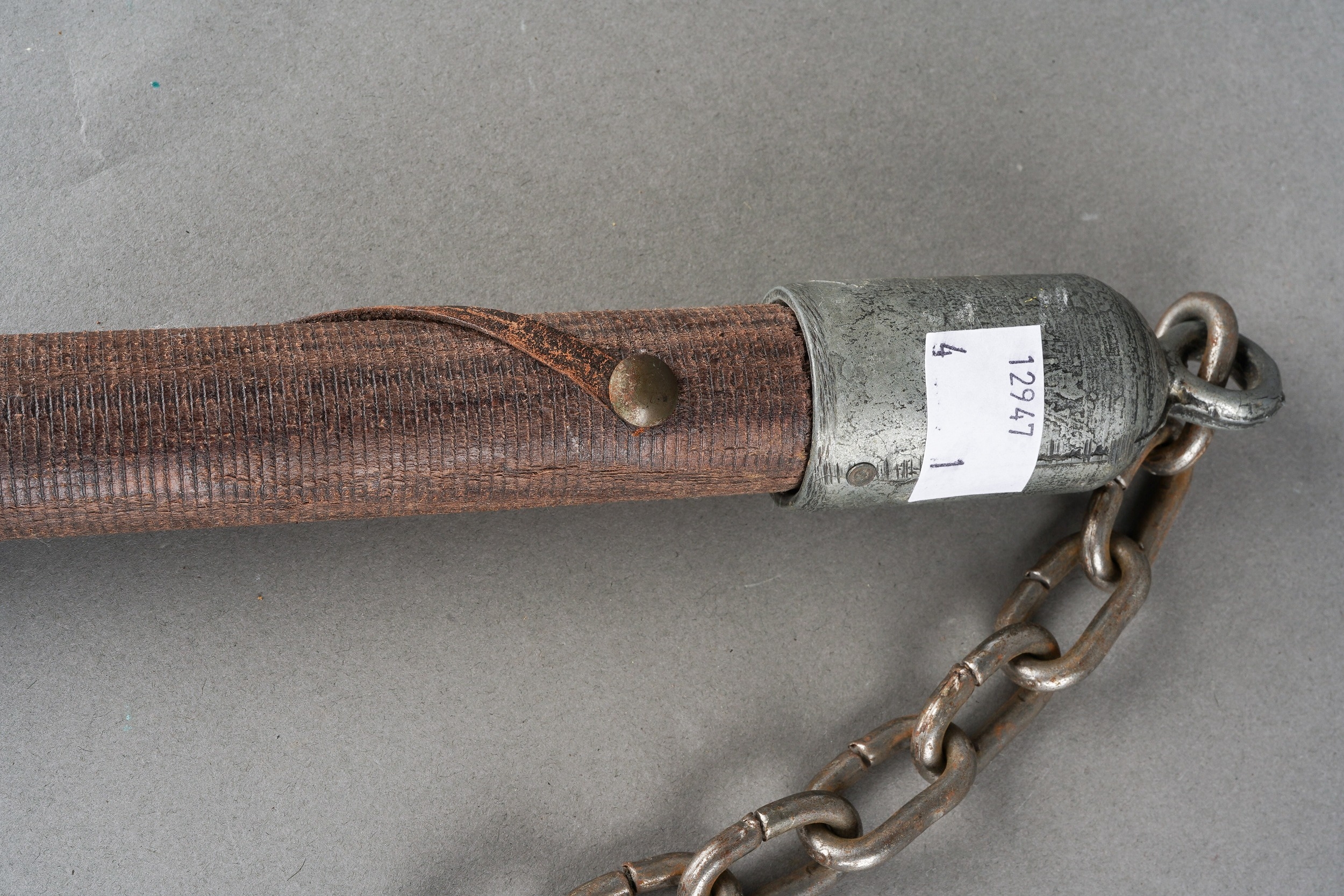 A replica Medieval single ball flail 