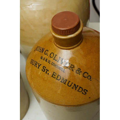 9 - Four large Stoneware storage jars / vessels to include two large unbranded with turnover handles, ap... 