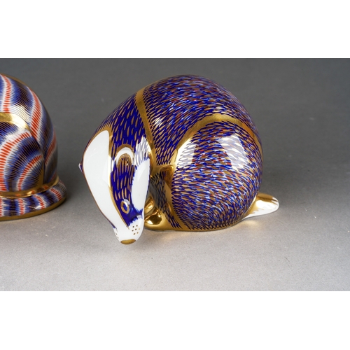 13 - Three Royal Crown Derby paperweights including
1. Woodland Badger, gold stopper, red backstamp
2 Sea... 