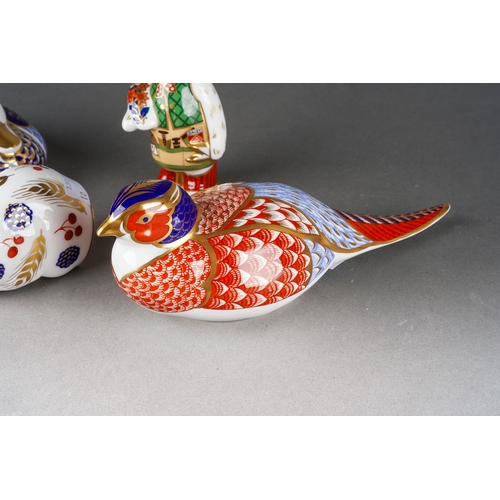 14 - Five Royal Crown Derby paperweights to include 
1. Red Pheasant, stopper lacking, backstamp, 2nd qua... 