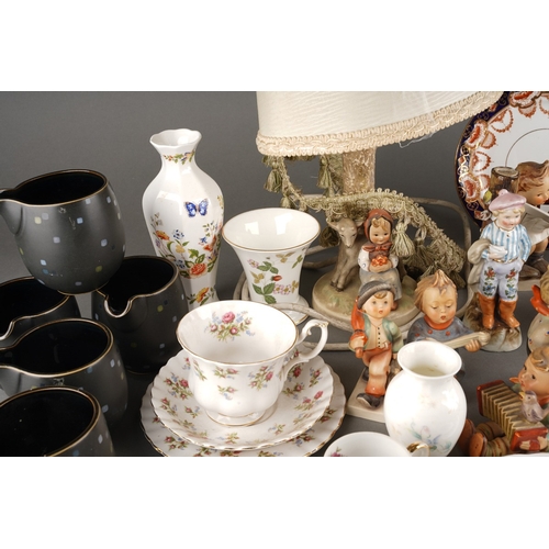 25 - Collection of ceramics to include Hummel figures and lamp, Denby jugs, cups and saucers, Aynesley va... 