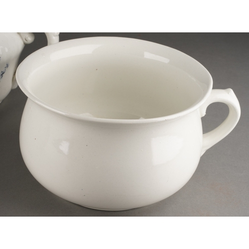 28 - Three various Pottery Chamber pots, 1900's, two transfer printed, one plain, factory to mark to one ... 