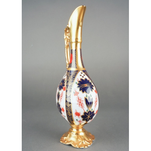 34 - A Royal Crown Derby 1128 Imari solid gold band Kedleston ewer, several glued repairs to handle and s... 