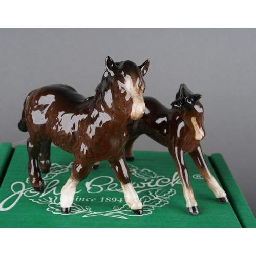 45 - A collection of Beswick horses to include: grey foal #916 impressed marks, five various Bay foals, p... 