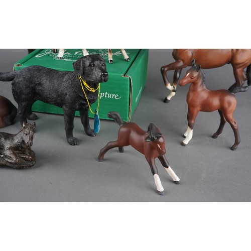 45 - A collection of Beswick horses to include: grey foal #916 impressed marks, five various Bay foals, p... 