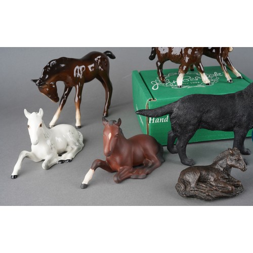 45 - A collection of Beswick horses to include: grey foal #916 impressed marks, five various Bay foals, p... 