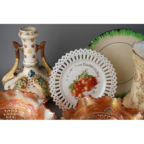 46 - Assorted ceramics to include: Wade Ballet vase with black interior, three Shelley #8418 Heather and ... 