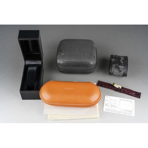 8 - A box of watch cases, etc including a damaged Chronoswiss wooden watch case in green outer card box,... 
