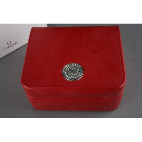 13 - An Omega red watch box and white Omega card outer box (1)