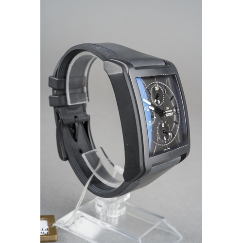 20 - A Maurice Lacroix Pontos 'Full Black' chronograph automatic wristwatch. The rectangular matt back di... 