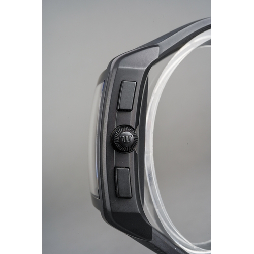 20 - A Maurice Lacroix Pontos 'Full Black' chronograph automatic wristwatch. The rectangular matt back di... 
