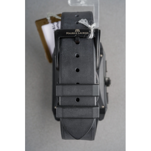 20 - A Maurice Lacroix Pontos 'Full Black' chronograph automatic wristwatch. The rectangular matt back di... 